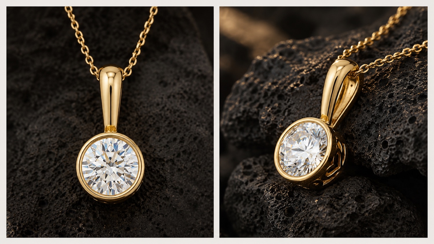 The Halo 0.5ct memorial diamond necklace in yellow gold